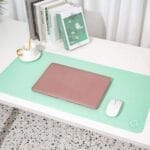 dual color ocean blue and coral green deskpad