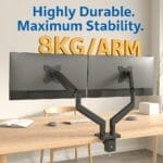 Monitor arm showing an 8 kg weight capacity